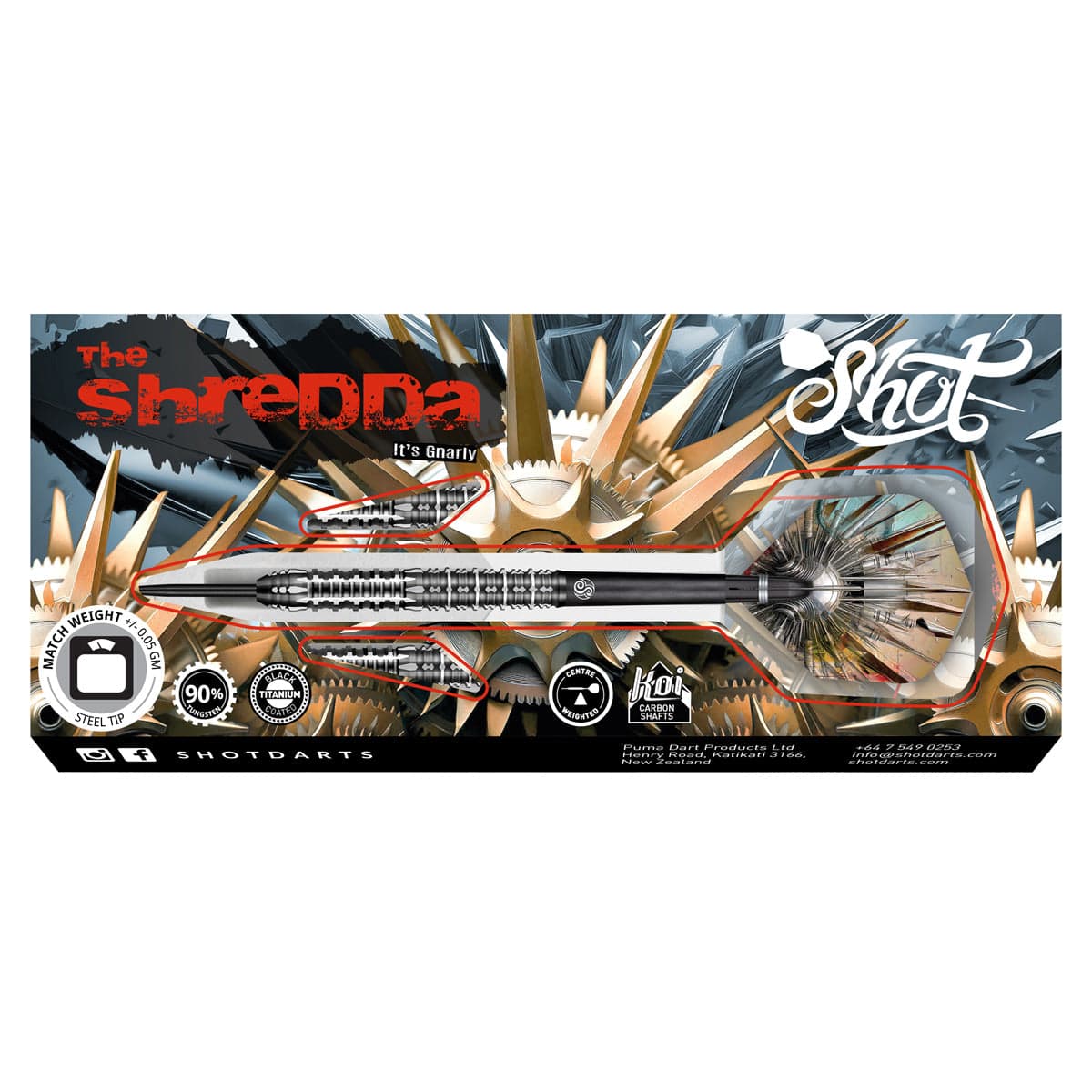 SHOT - Gnarly Shredda Steel Tip Darts - 90% Tungsten - 26g