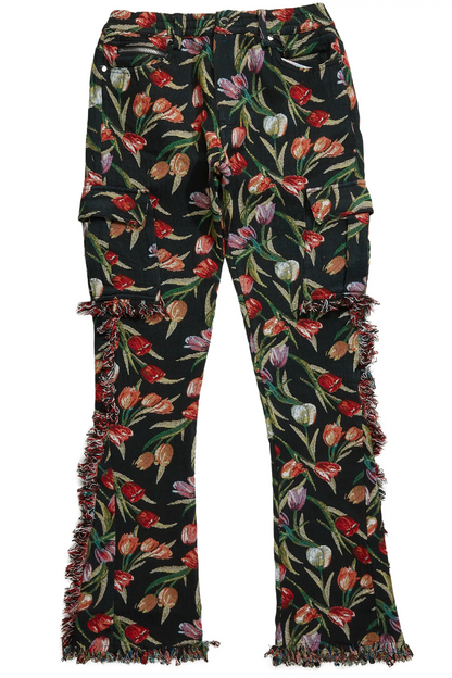 Ayami Black Slim Tapestry Flare Jean