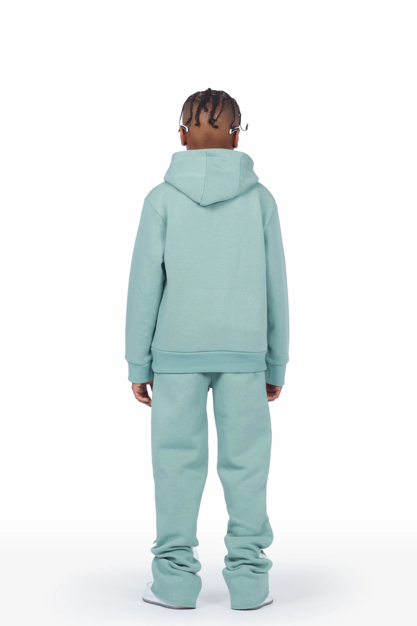 Boys Art Dist. Sage/White Hoodie Stacked Flare Track Set