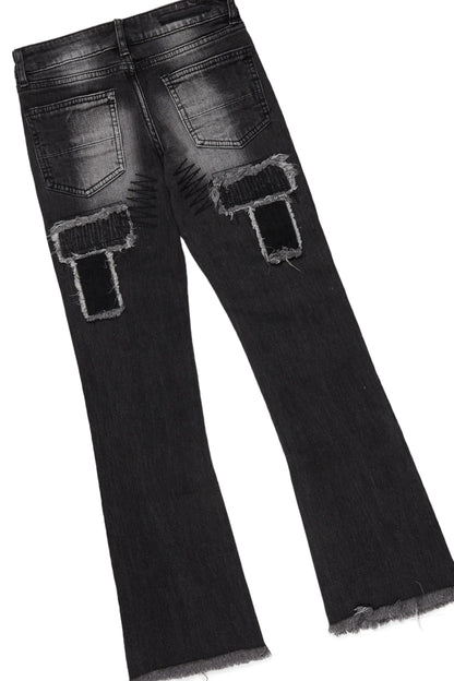 Boys Alaric Grey/White T-Shirt/Stacked Flare Jean Set