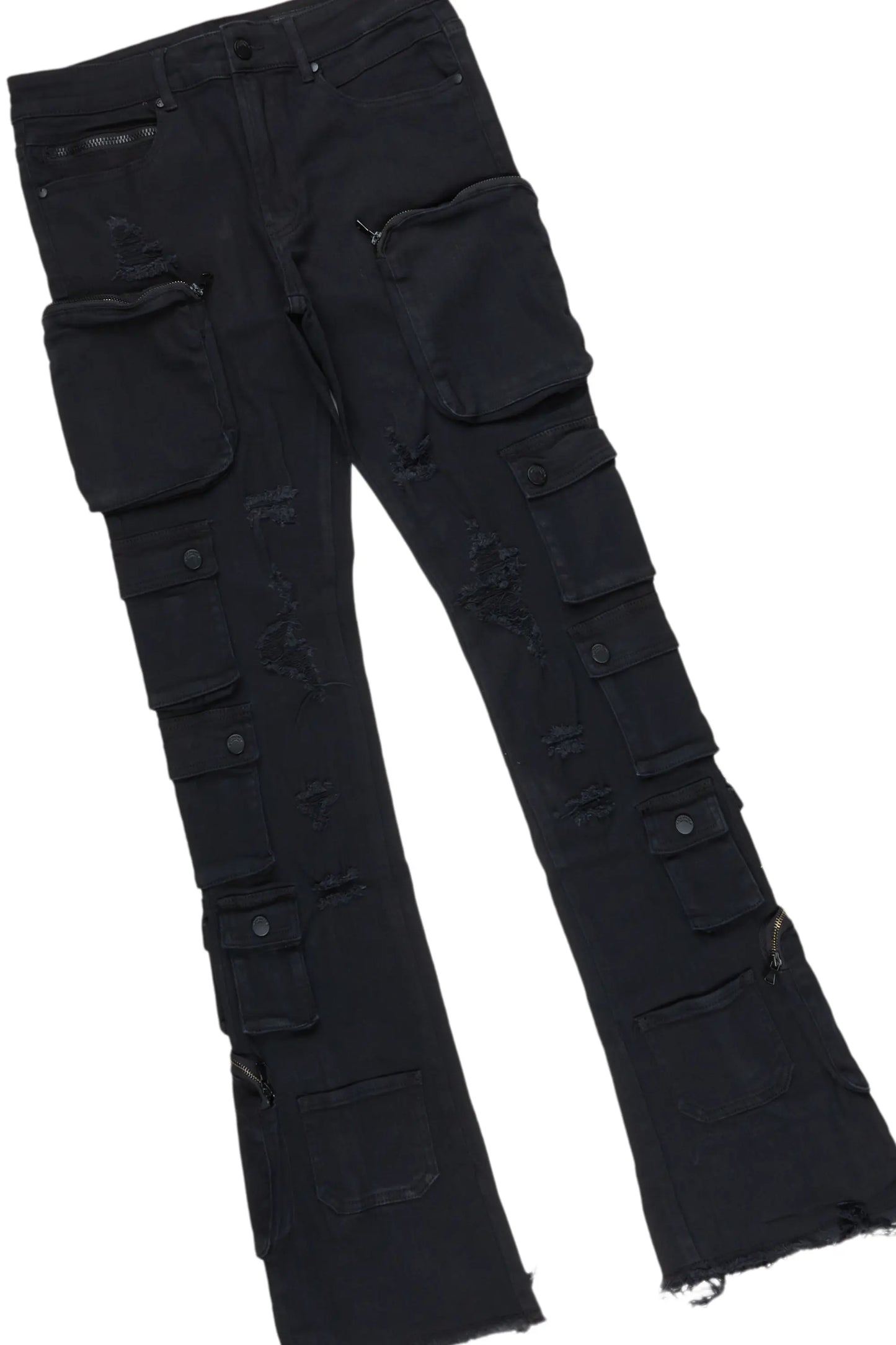 Anneso Black Hoodie/Stacked Cargo Jean Bundle