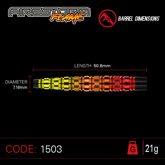 WINMAU - Firestorm Flame Tapered - 90% Tungsten Darts - 21g