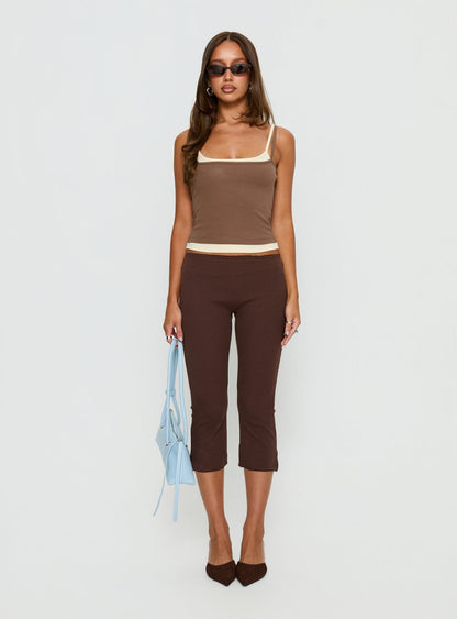 Maeka Layered Jersey Tank Top Brown / Cream