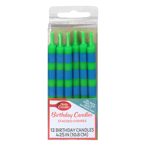 Betty Crocker Candles Stacked Stripes - 12 CT 6 Pack
