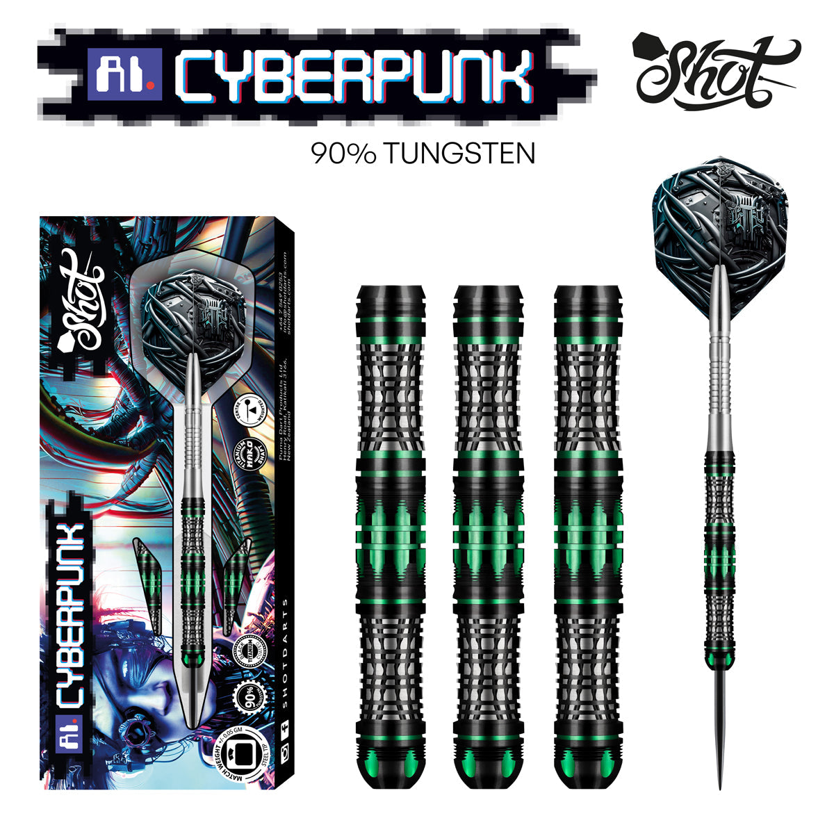 SHOT - AI CYBERPUNK Dart Set - 90% Tungsten - 23g