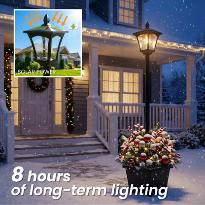 Solar Lamp Post Light with Planter | Waterproof Outdoor Garden Light with Warm White Glow