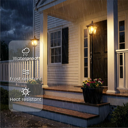 Solar Lamp Post Light with Planter | Waterproof Outdoor Garden Light with Warm White Glow