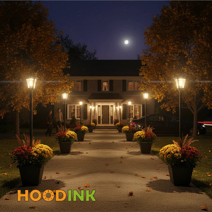 Solar Lamp Post Light with Planter | Waterproof Outdoor Garden Light with Warm White Glow