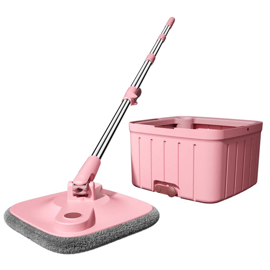 Self Cleaning Spin Mop with Bucket, 360° Flat Mop for Wet & Dry Floor Cleaning