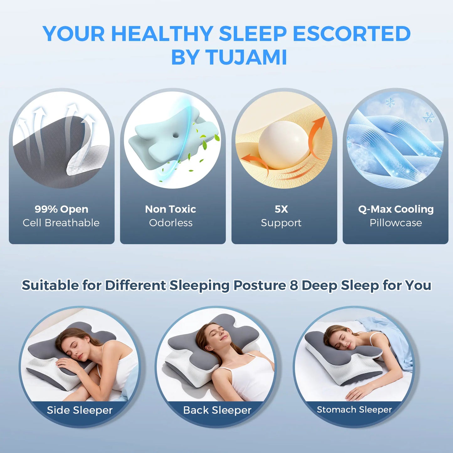 Cooling Memory Foam Neck Pillow | Adjustable Ergonomic Neck Support