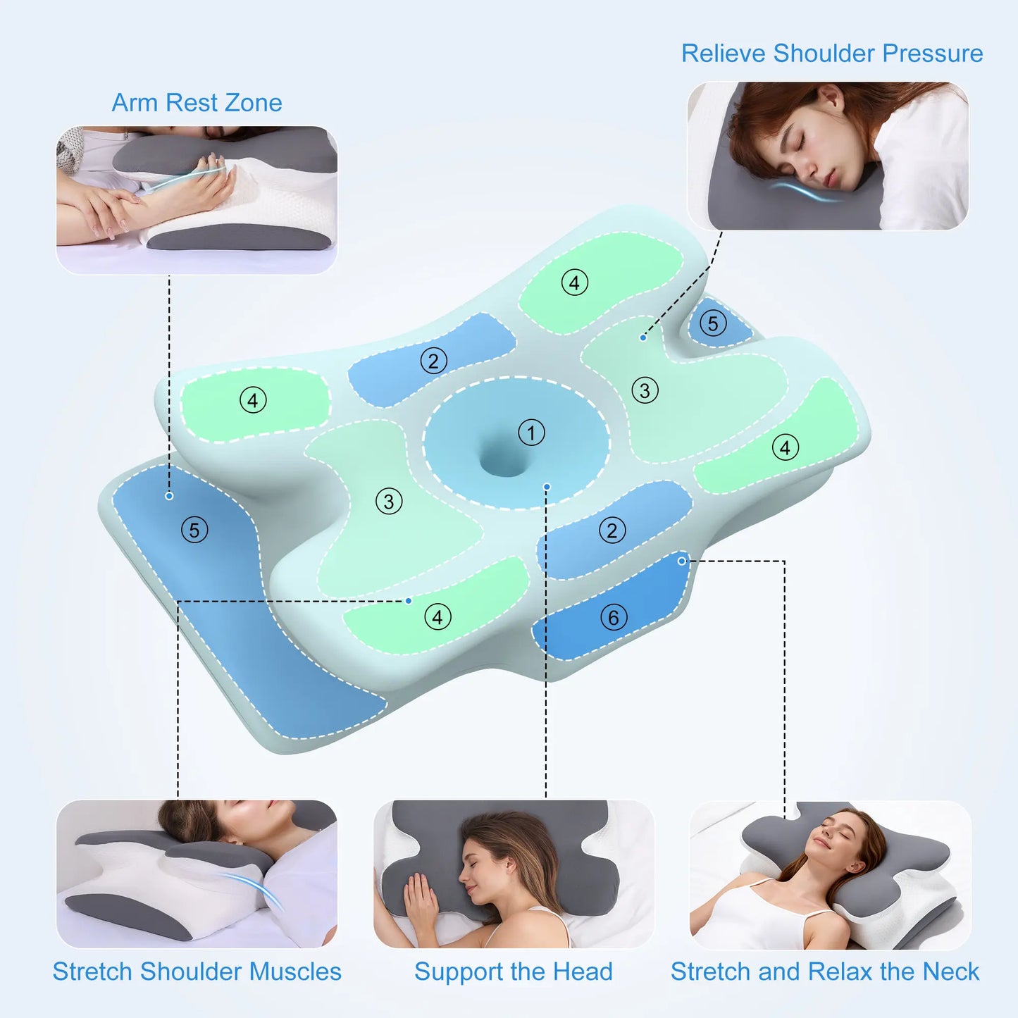 Cooling Memory Foam Neck Pillow | Adjustable Ergonomic Neck Support