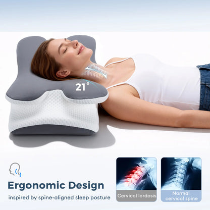 Cooling Memory Foam Neck Pillow | Adjustable Ergonomic Neck Support