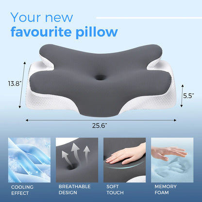 Cooling Memory Foam Neck Pillow | Adjustable Ergonomic Neck Support