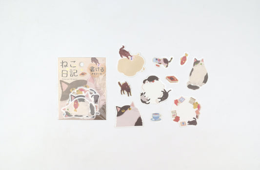BGM Flake Sticker - Memo - Cat Diary - Black