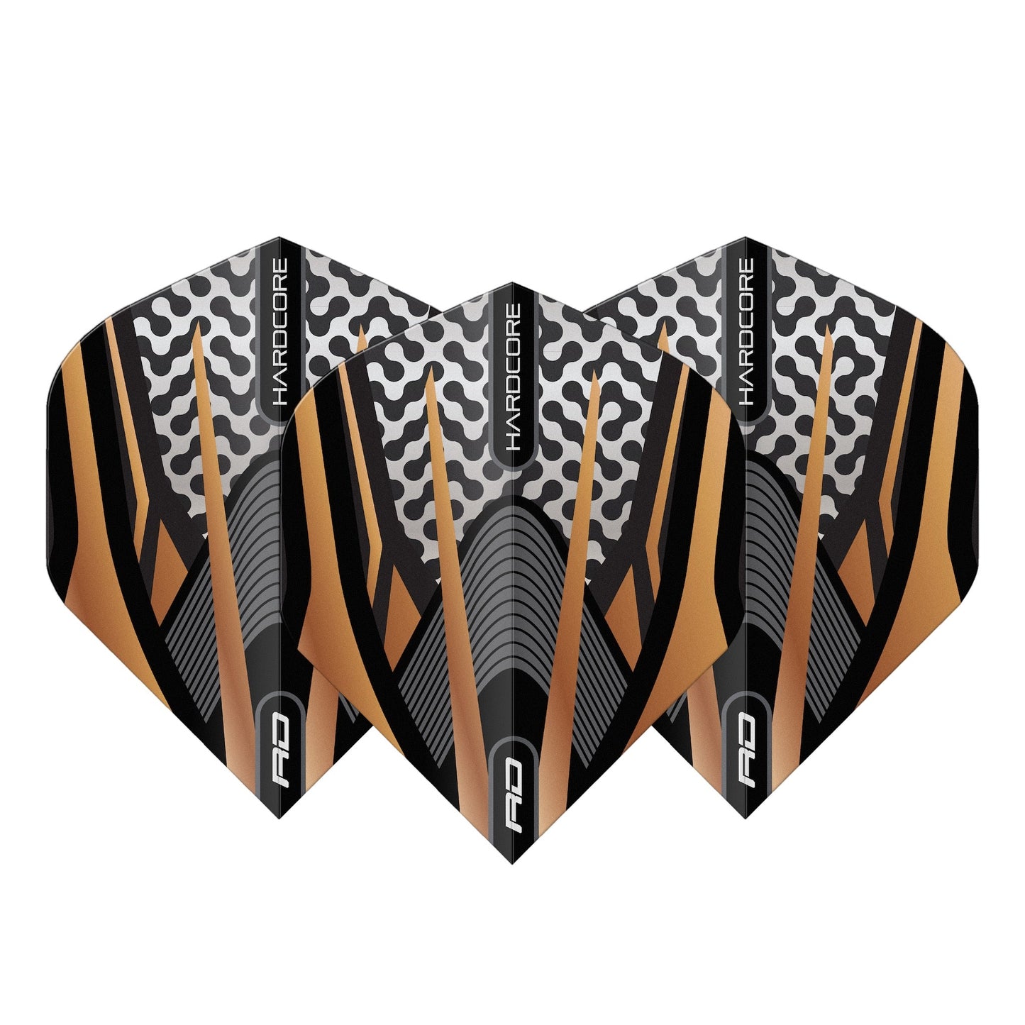 RED DRAGON - Black and Copper Hardcore Premium Dart Flights - Standard Shape