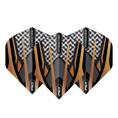 RED DRAGON - Black and Copper Hardcore Premium Dart Flights - Standard Shape