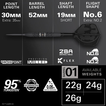 TARGET x STAR WARS - 22g - Darth Vader - Steel Tip Swiss Point - 95% Tungsten Darts