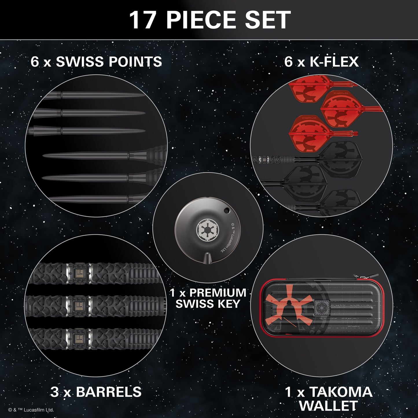 TARGET x STAR WARS - 22g - Darth Vader - Steel Tip Swiss Point - 95% Tungsten Darts
