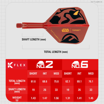 x STAR WARS - K-FLEX NO6 Shape - Darth Maul - All-In-One Moulded Flights